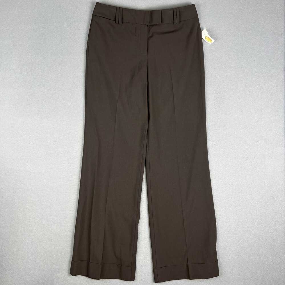Talbots Womens Dress Pants Womans Size‎ 8 Brown Stretch Straight Leg Cuffed Hem